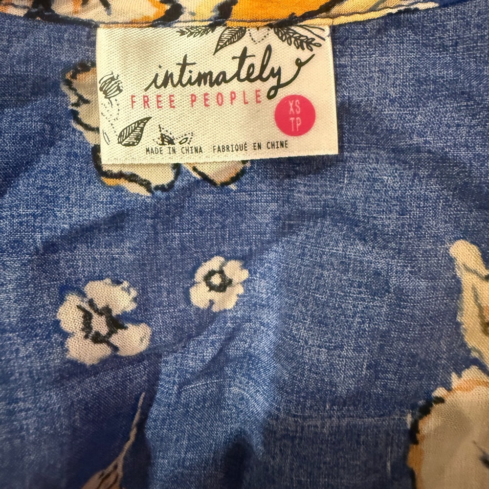 NWT Free People Intimately Blue Floral Lace Ruffle Hem Mini Dress Small - Picture 2 of 7
